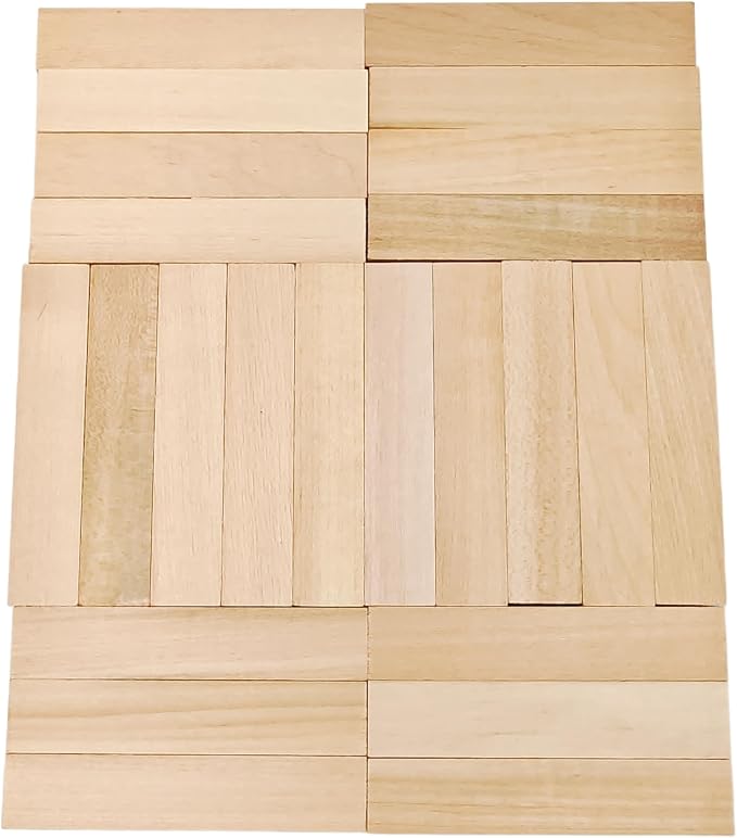 24Pcs Unfinished Basswood Blocks-0.8x0.8x4Inch Small Rectangular Wood Blocks