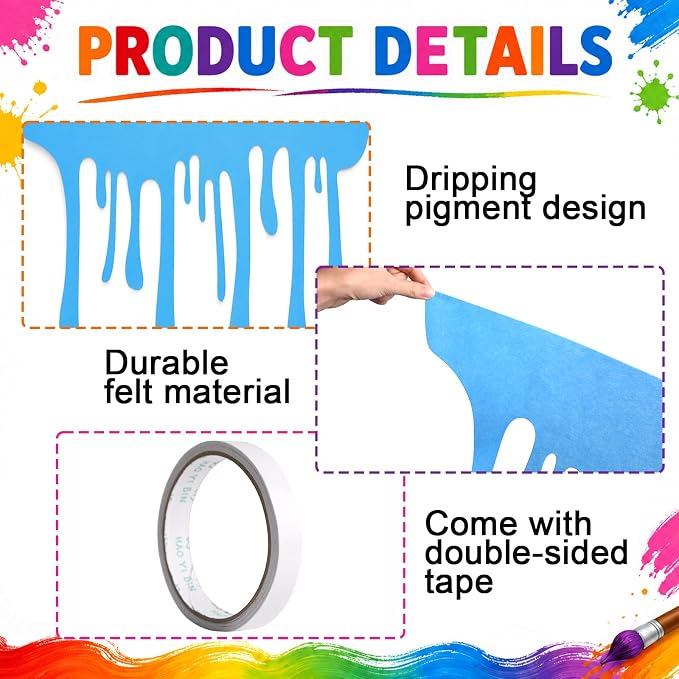 8 PCS Art Themed Party Table Skirt Back to School Felt Table Skirts Colorful