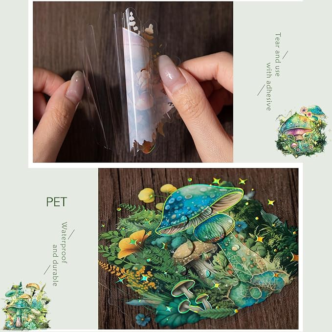 60PCS Holographic Mushroom Stickers