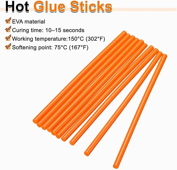 HARFINGTON 10pcs Hot Glue Sticks 0.28" Dia x 7.87" Long EVA Mini Hot Melt