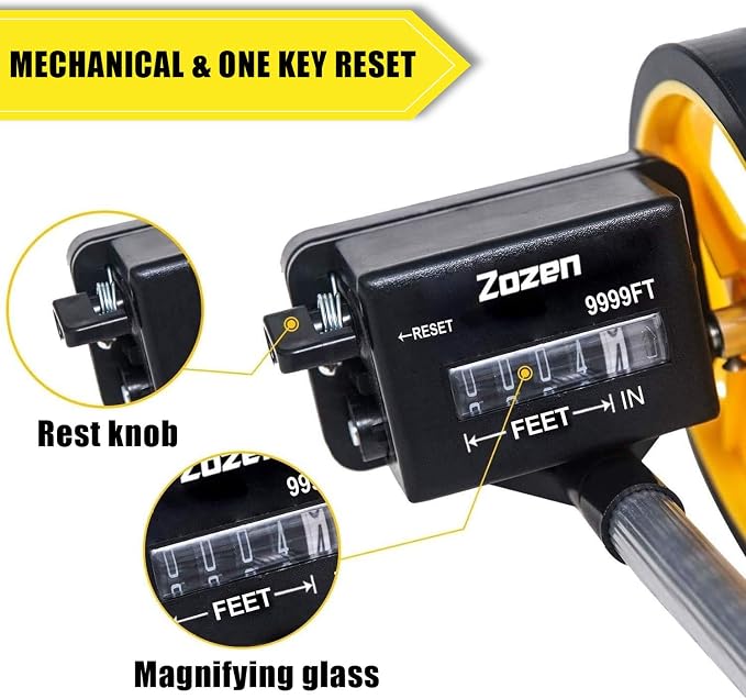 Zozen 6-Inch Measuring Wheel in Feet and Inches, Telescopic Handle, Starting