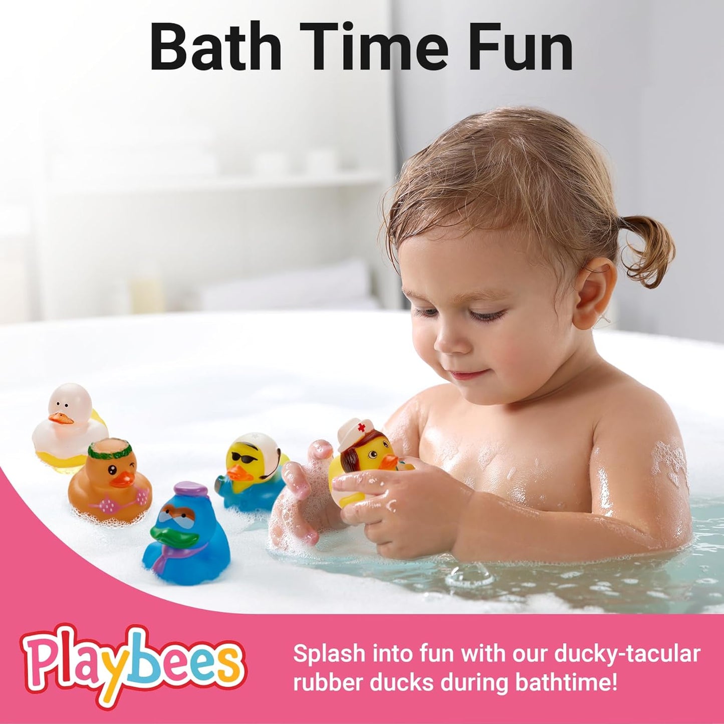 Rubber Duck Toy Duckies for Kids - 50 Pack - Sensory Play, Stress Relief, Stocking Stuffers, Bath Birthday Gifts Baby Showers Classroom Incentives, Summer Beach and Pool Activity - Style 2