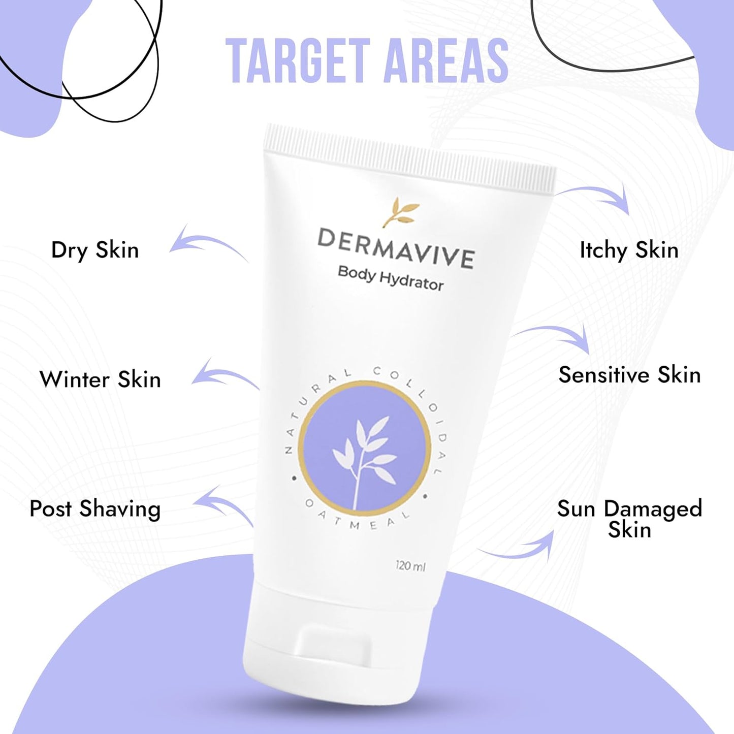 Dermavive Oatmeal Body Hydrator – Colloidal Oatmeal Moisturizing Oil for Itchy, Dry, Flaky & Sensitive Skin – Nourishing After-Shower Body Oil for Kids, Teens & Adults – 120ml (4.05 fl oz)