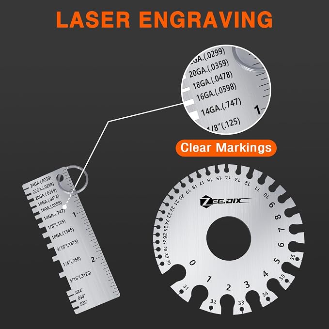 ZeeDix Standard Dual-Sided Round Wire Cable Sheet Gage | Stainless Steel Metal