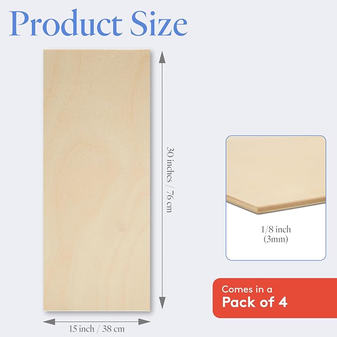 Baltic Birch Plywood 3 mm, 1/8 Inch Craft Wood, B/BB Grade, Stronger Than