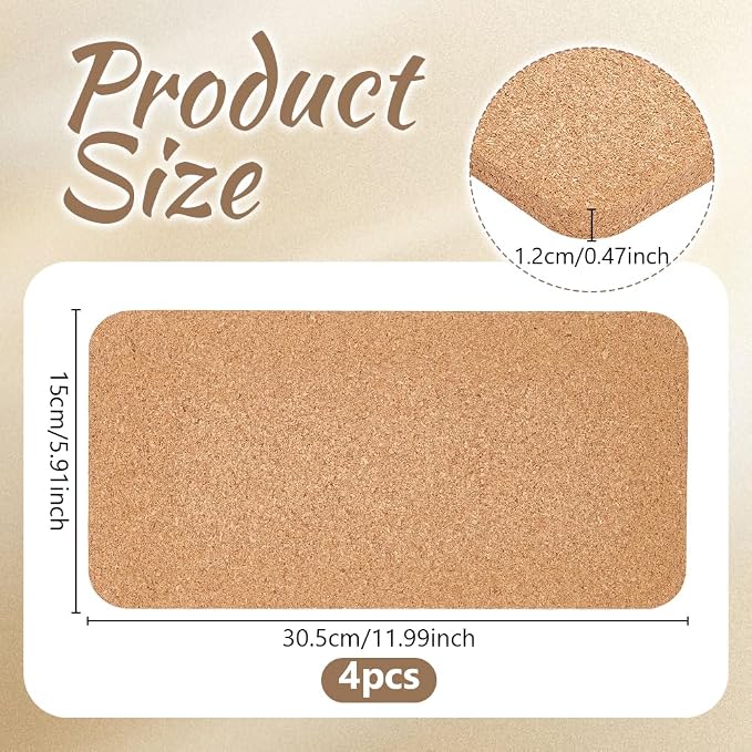 OLYCRAFT 4Pcs Rectangle Bulletin Boards 6x12 Inch Non Self-Adhesive Wood Cork