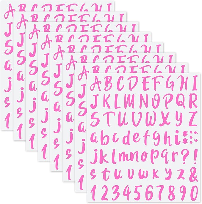 Outus 576 Pcs 8 Sheets Letters Stickers Vinyl Alphabet Number Decals Back to