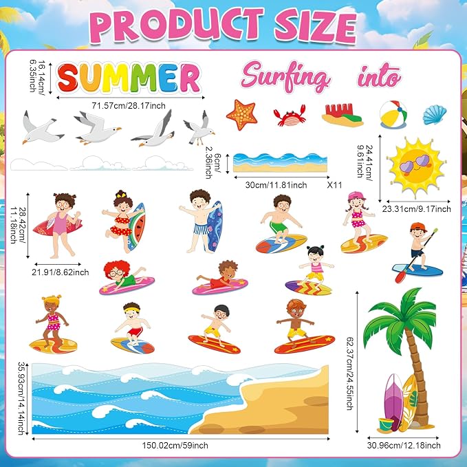 Summer Bulletin Board Classroom Decorations Surfing into Summer Bulletin Board