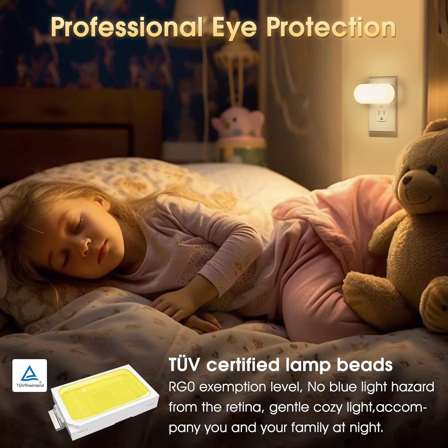 DORESshop Led Night Lights Plug into Wall Soft White, Compact Dimmable Night Light for Nursery 4Pack for Bedroom, Kids Room, Bathroom