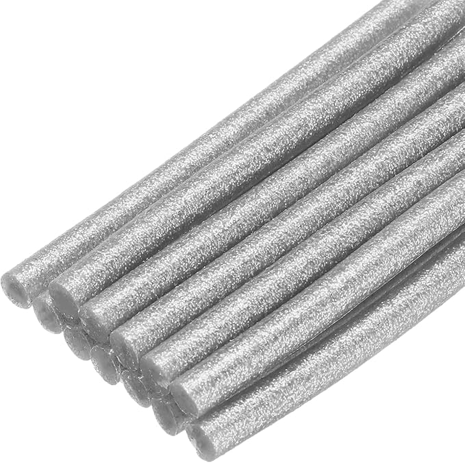 uxcell Mini Hot Glue Sticks for Glue Gun 7mm x 100mm Glitter Silver 12pcs
