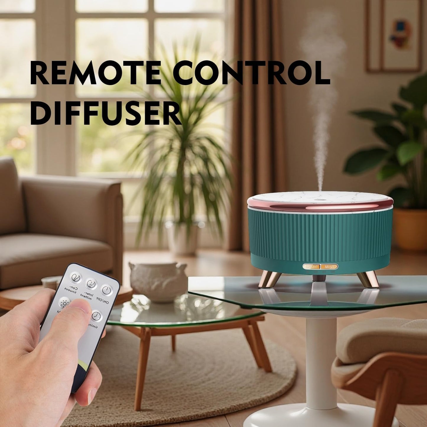 500ML Essential Oil Diffuser: Ultrasonic Aroma Diffuser with Remote Control for Spa Hotel Yoga Room - Humidifier for Bedroom with 7-Color Night Lights & Auto Shut-Off for Nursery/Women Home Relaxation