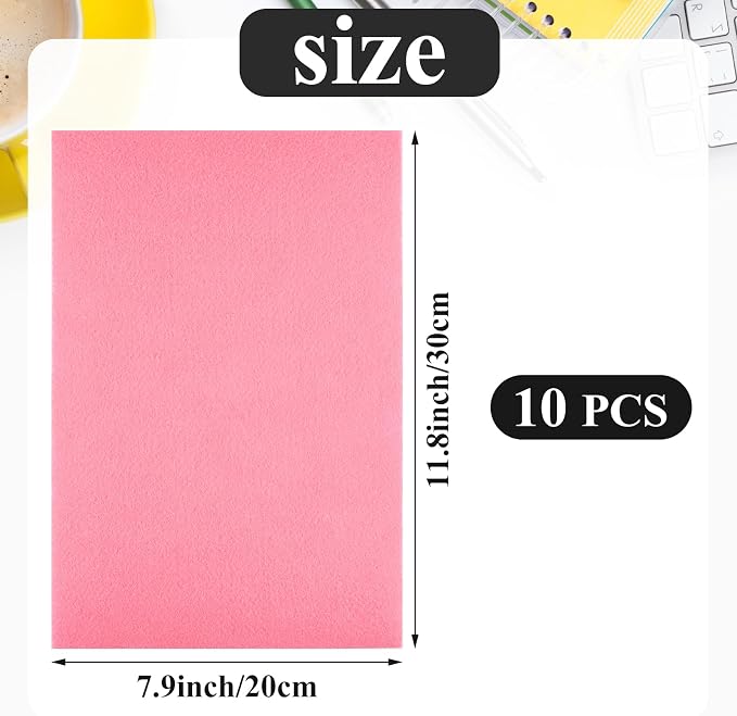 10PCS Pink Self Adhesive Felt Fabric Sheets Sticky Felt Sheets