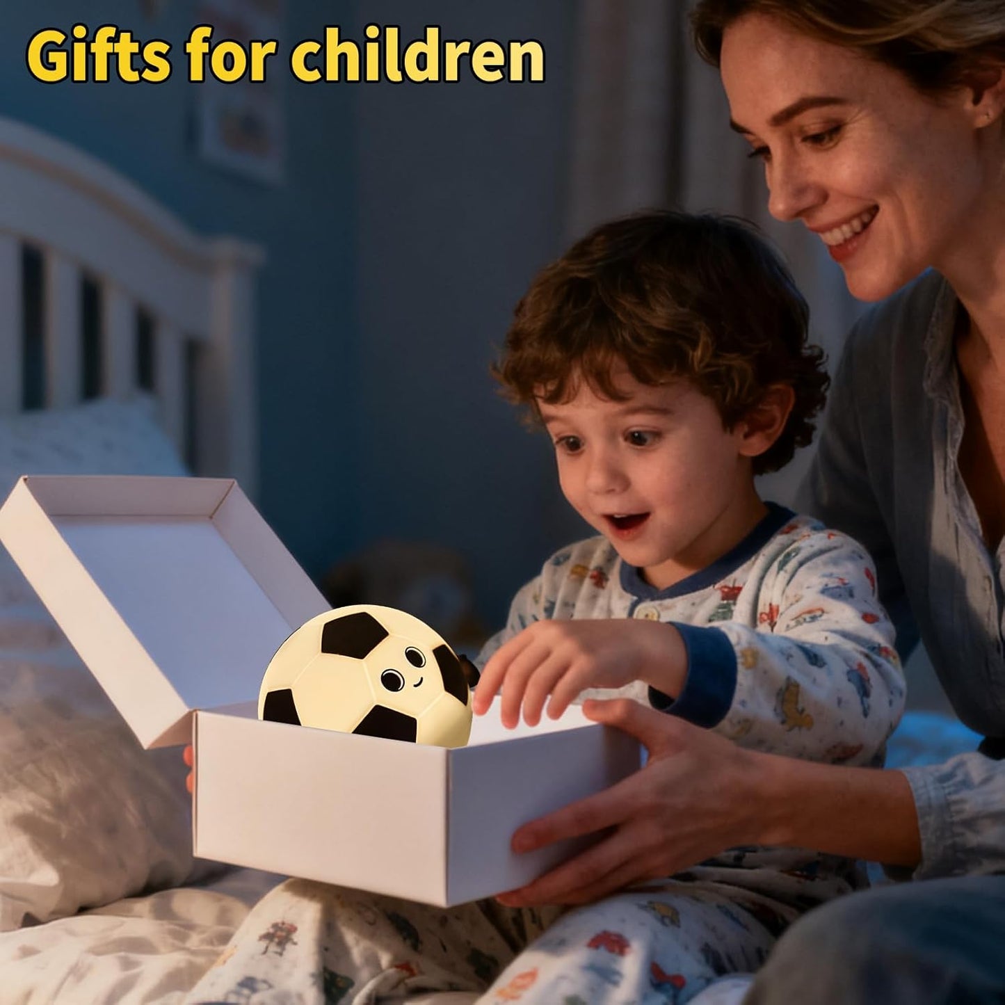 Cute Soccer Ball Fun Night Light - Dimmable RGB Touch Control Lamp, USB-C Rechargeable, Stress Relief Toy for Sports Fans, Home Decor and Gift