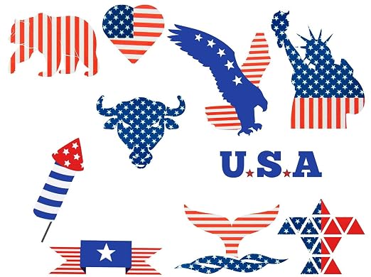 USA Iron On Flag Vinyl Sheets 6 Pcs 12'' x 10', Fourth of July Patriotic Navy