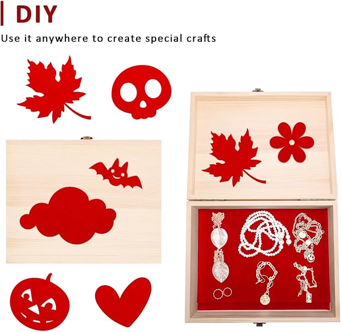 Caydo 12 Pieces Red Self Adhesive Felt Sheets, Adhesive Felt Sheet A4 Size |
