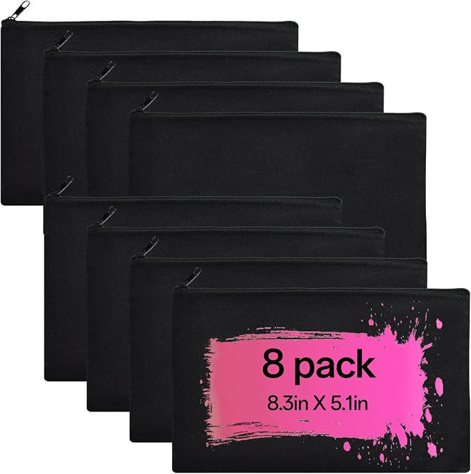 ZeeDix Canvas Zipper Pouch Bulk – 8.3 x 5 Inches Cotton Canvas Pouches