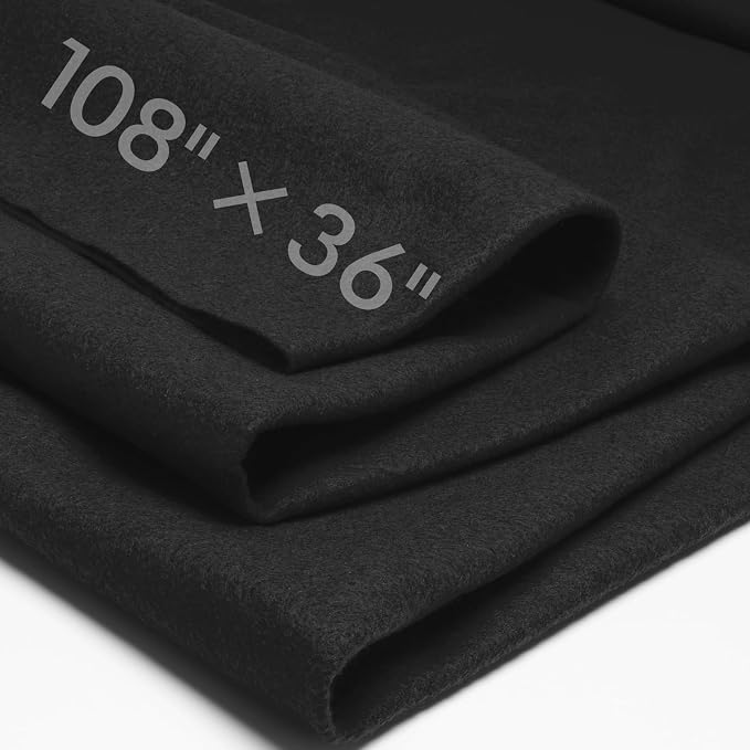 Black Fabric Sheet 108" X 36", 1.4mm Thick Large Soft Durable Flexible Craft