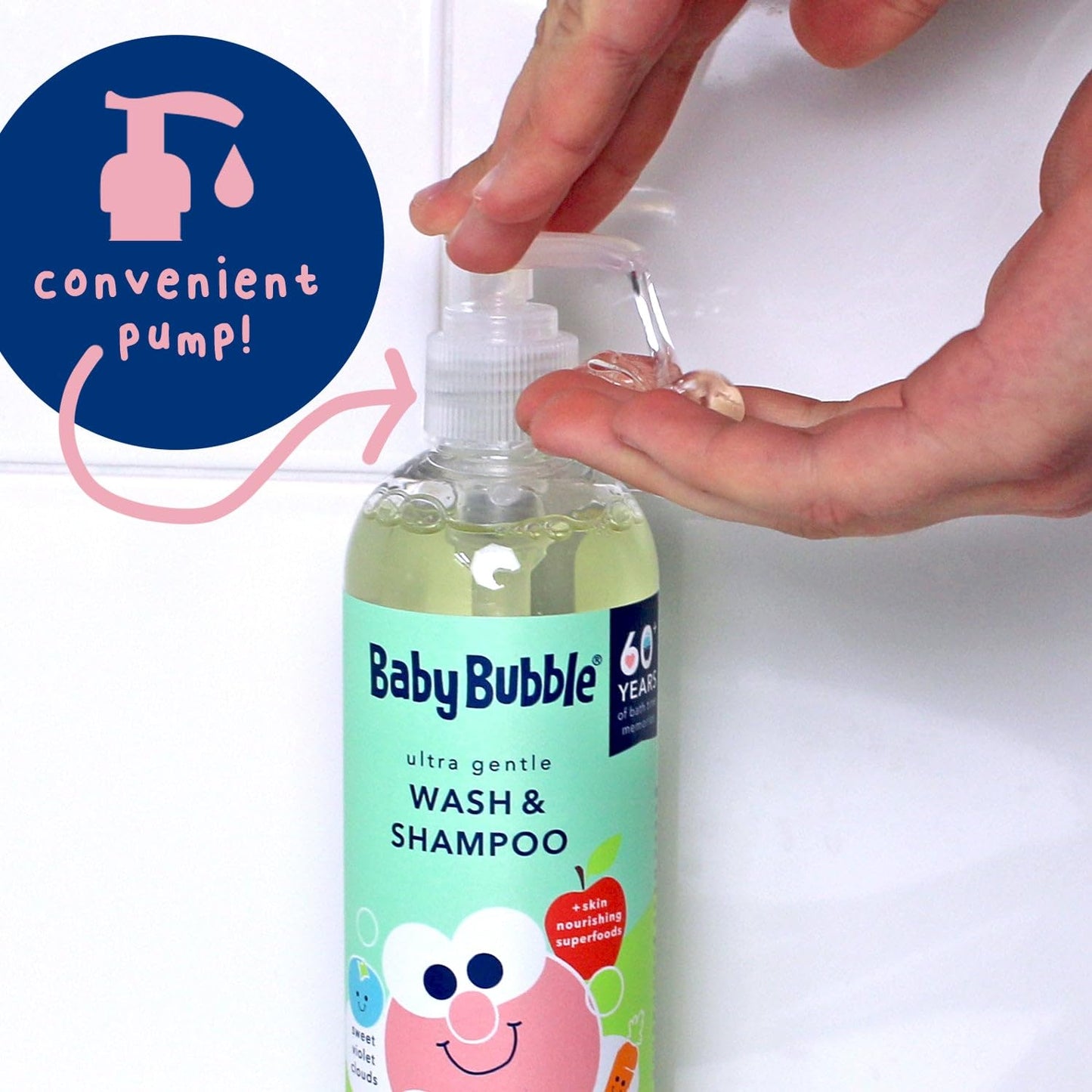 Mr. Bubble Baby Bubble Ultra Gentle Body Wash & Shampoo, Sweet Violet Clouds Scent, 12 oz. Pack of 3