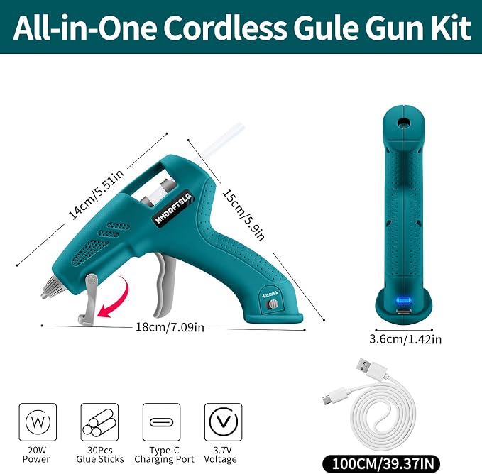 Cordless Hot Glue Gun, Fast Preheating