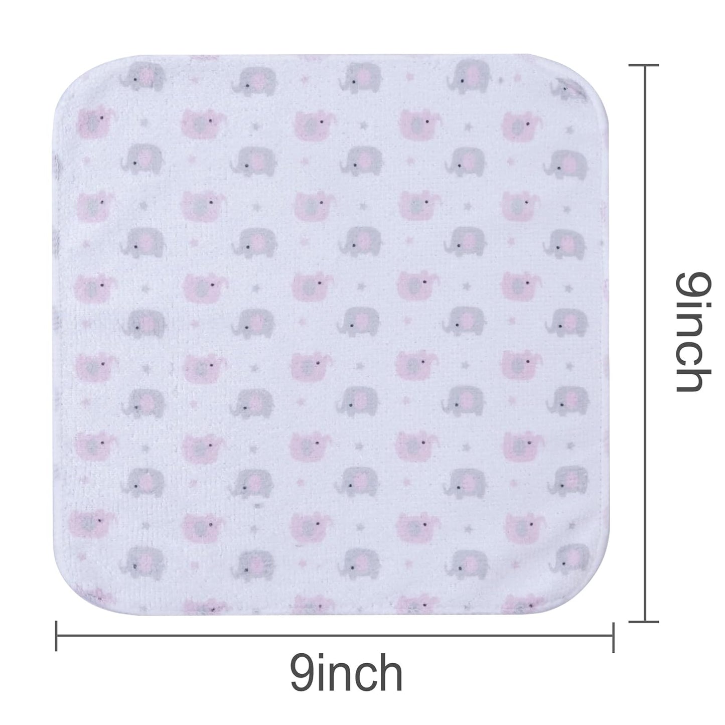 softan Baby Washcloths, 24Pack Baby Wash Cloths Extra Soft & Ultra Absorbent, Baby Towels and Washcloths Face Towel Unisex for Boys Girls Body, Washclothes Gentle on Sensitive Skin, 9x9 Pink Elephant