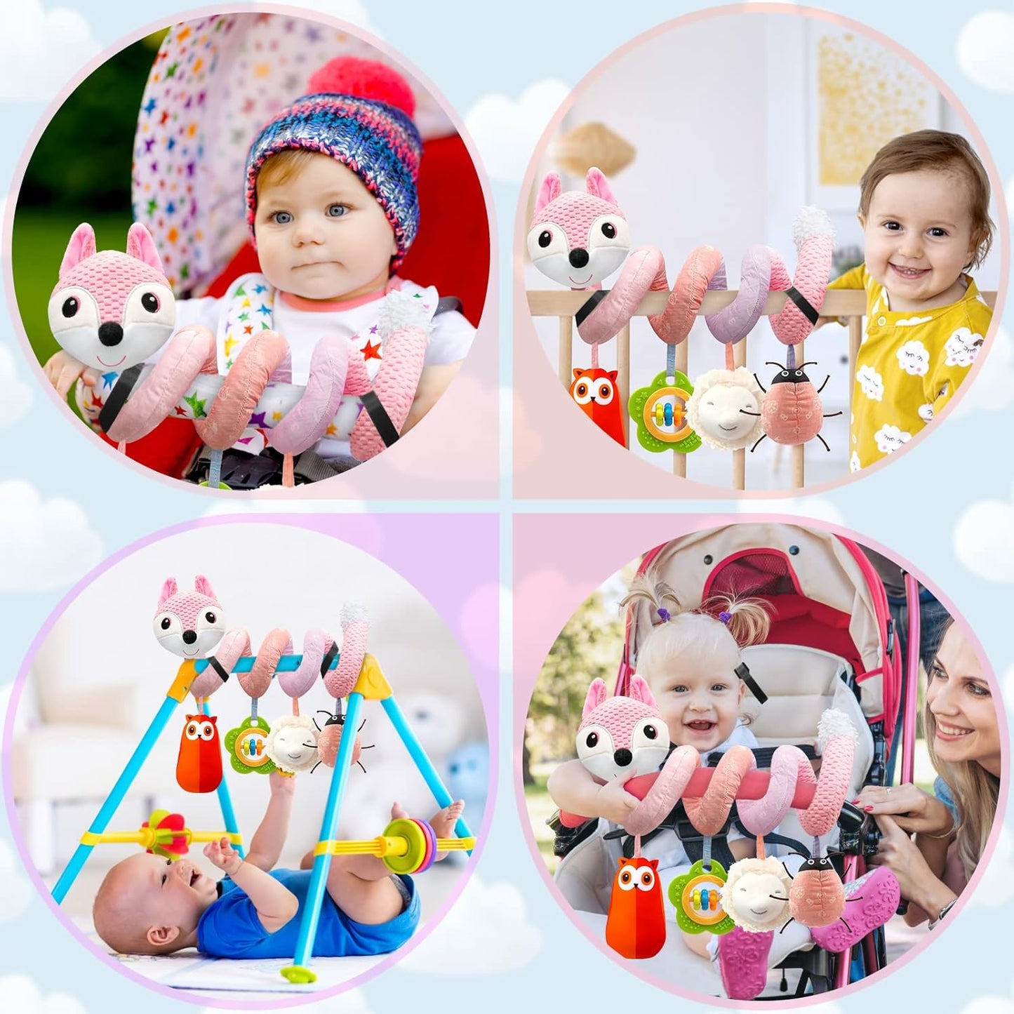 Car Seat Toys Infant Toys 0-6 Months, Newborn Toys 0-3 Months Brain Development for Carseat Stroller Crib with Music Rattles Teether, Baby Toy for 0 3 6 9 12 Boys Girls