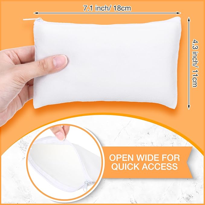 Reginary 80 Pack Canvas Zipper Makeup Bags Bulk Pencil Pouches Blank DIY Craft