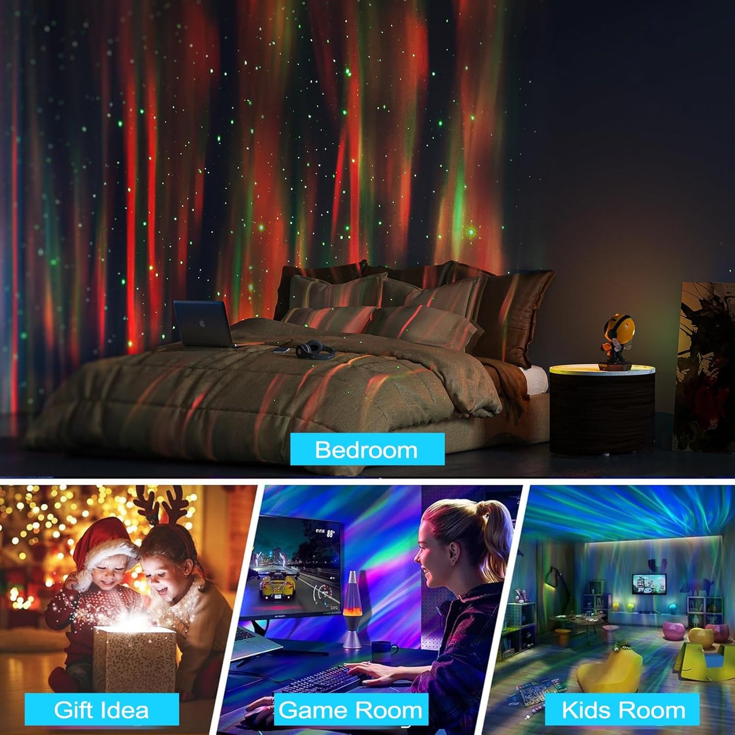 2024 New Bee Colorful Projector Lamp, Robot Toys, Star Sky Projector,Galaxy Night Light, LED Lamp, Children's Room Decor, Ideal for Christmas Gifts, Birthdays, Suitable for Girls and Boys, Adults