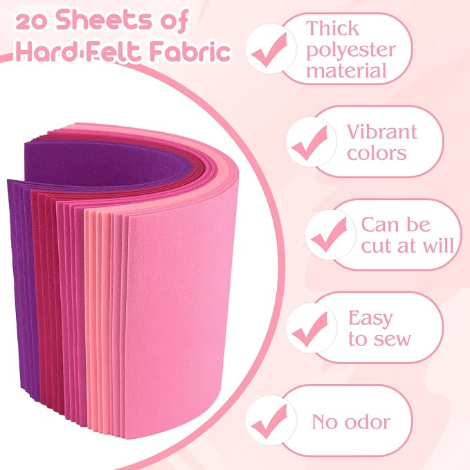 NEBURORA 20 Pcs 2mm Thick Stiff Felt Sheets
