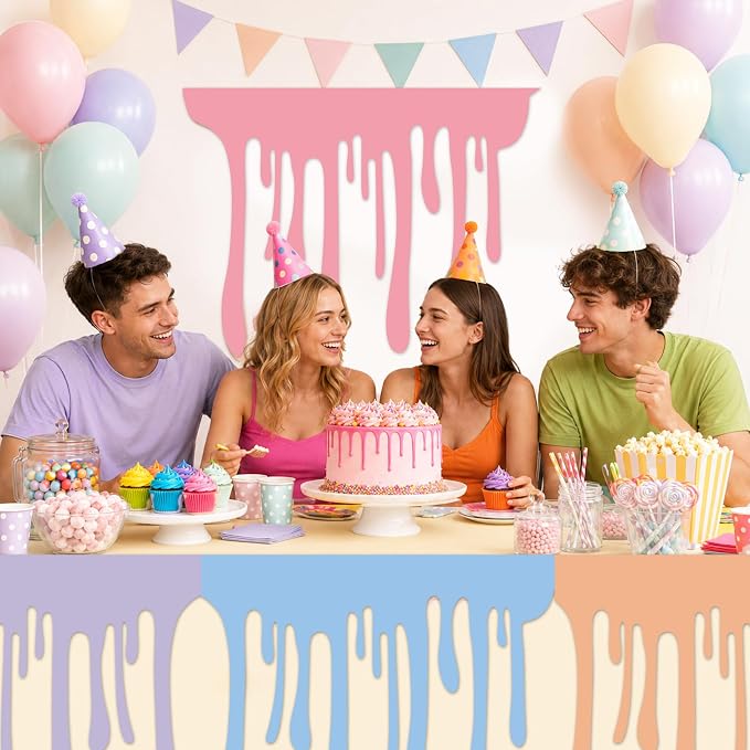 8 PCS Art Themed Party Table Skirt Back to School Felt Table Skirts Pastel Felt