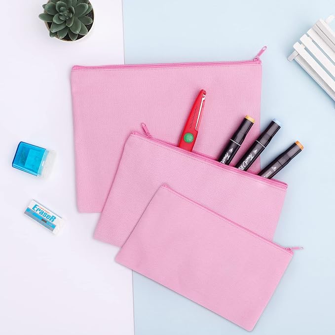 12 Pieces Cotton Canvas Makeup Bag, Blank DIY Craft Bag
