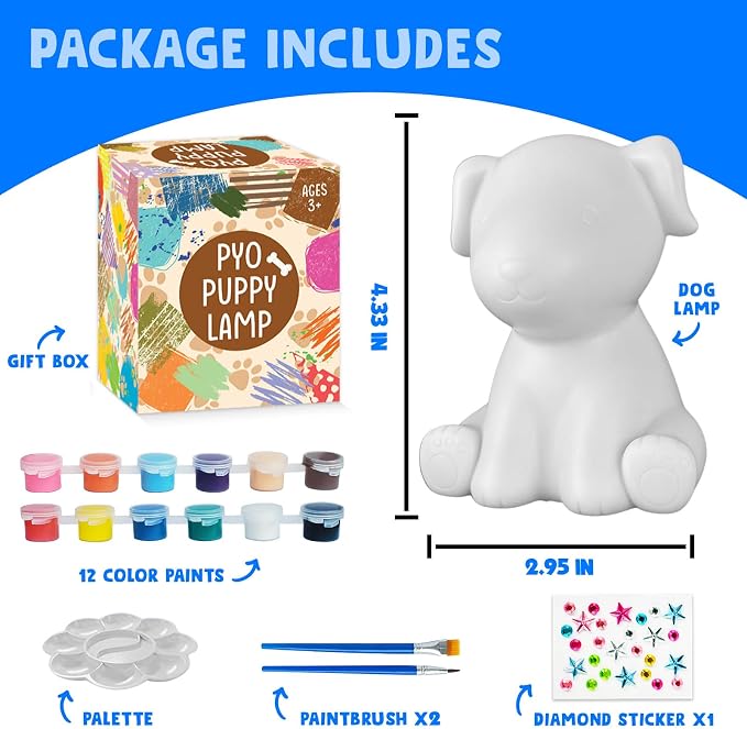 Goody King Paint Your Own Dog Lamp Kit, DIY Night Light, Crafts