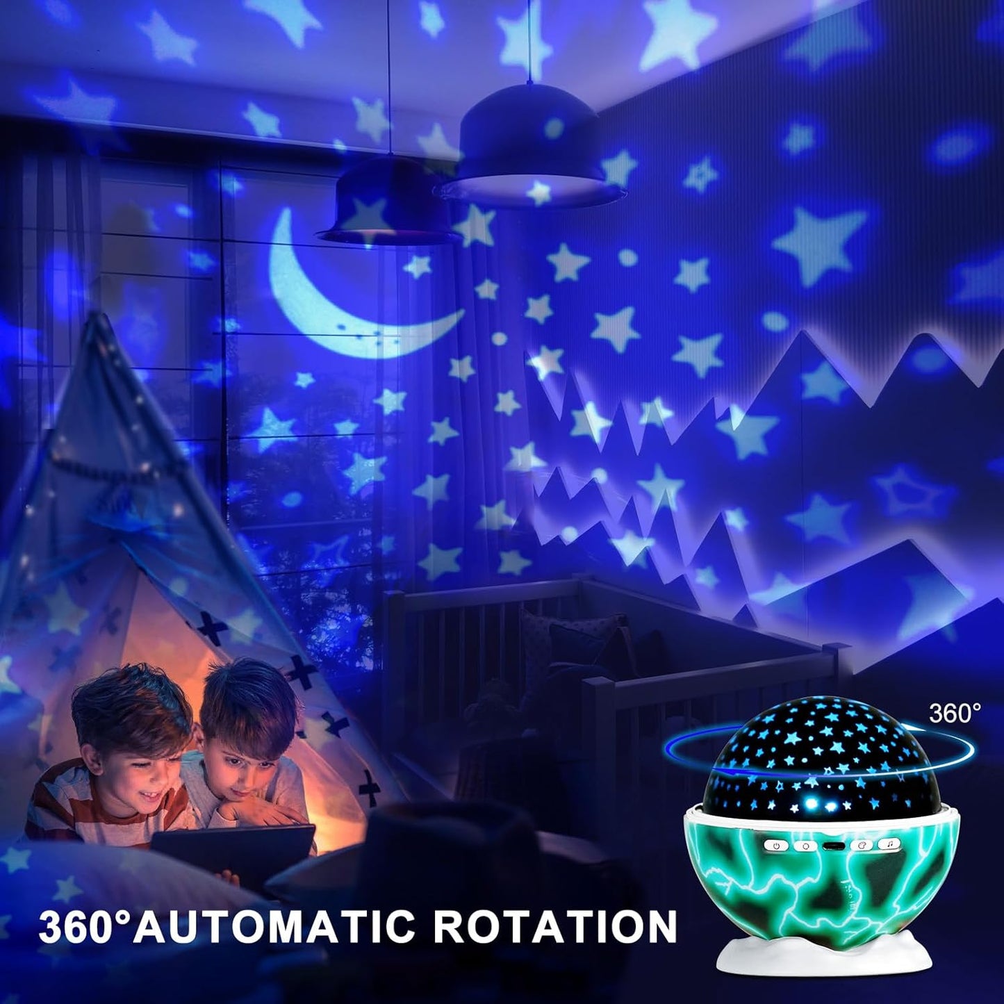 Night Light for Kids, Night Light Projector with 3 Films Stars,Oceans,Dinosaurs,360° Rotation Ceiling Projector Kids Night Lamp Rechargeable,Birthday Christmas Fun Gifts for 1-6-14 Year Old Girls Boys