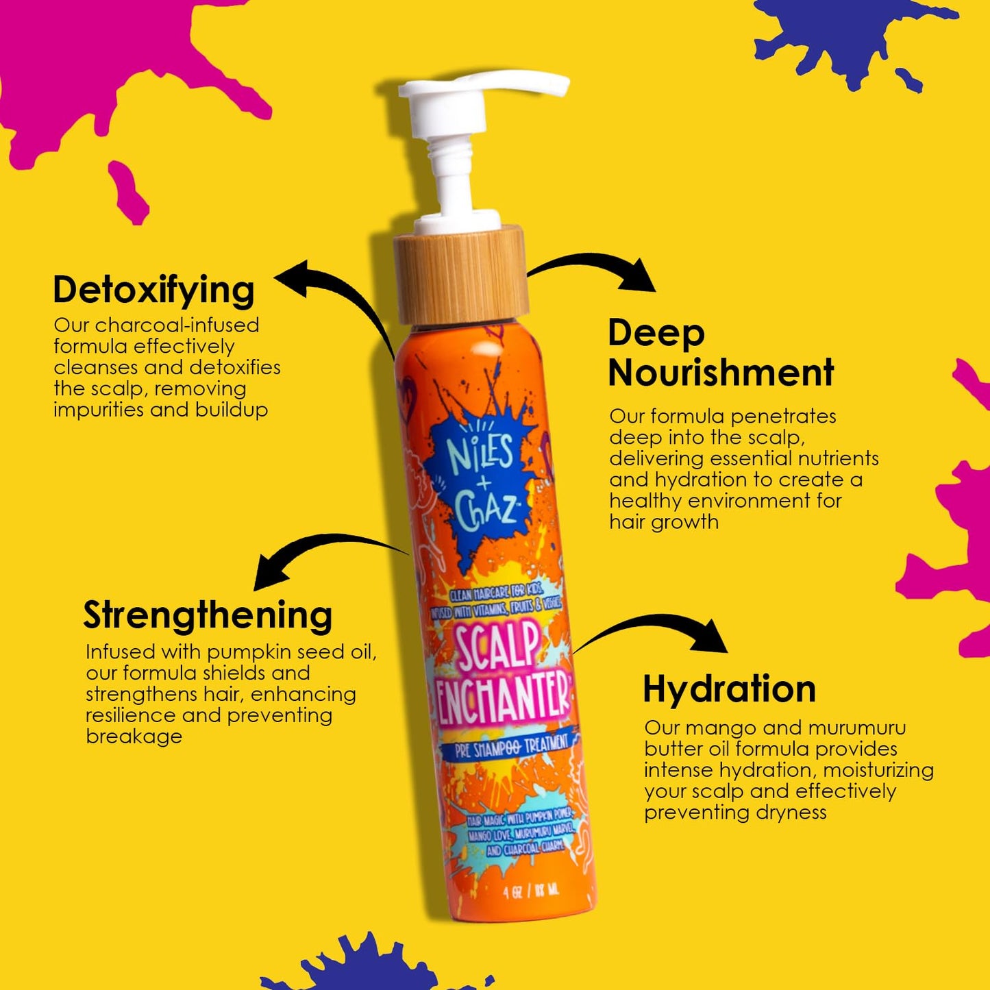 Niles and Chaz Scalp Enchanter Pre-Shampoo Kids Scalp Treatment - Dandruff Relief for Kids - Fights Flakes & Itchy Scalp - Sulfate-Free & Clarifying Shampoo - Exfoliating Scalp Treatment (4 fl oz)