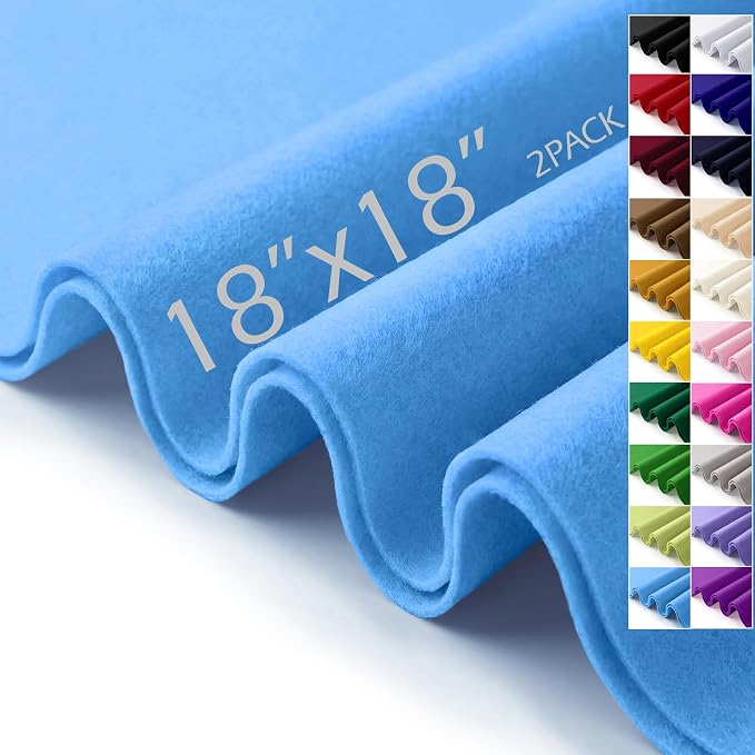 Felt Fabric Sheets 18" x 18" 1.6mm Soft Craft Felt, Sky Blue | Soft Precut Felt