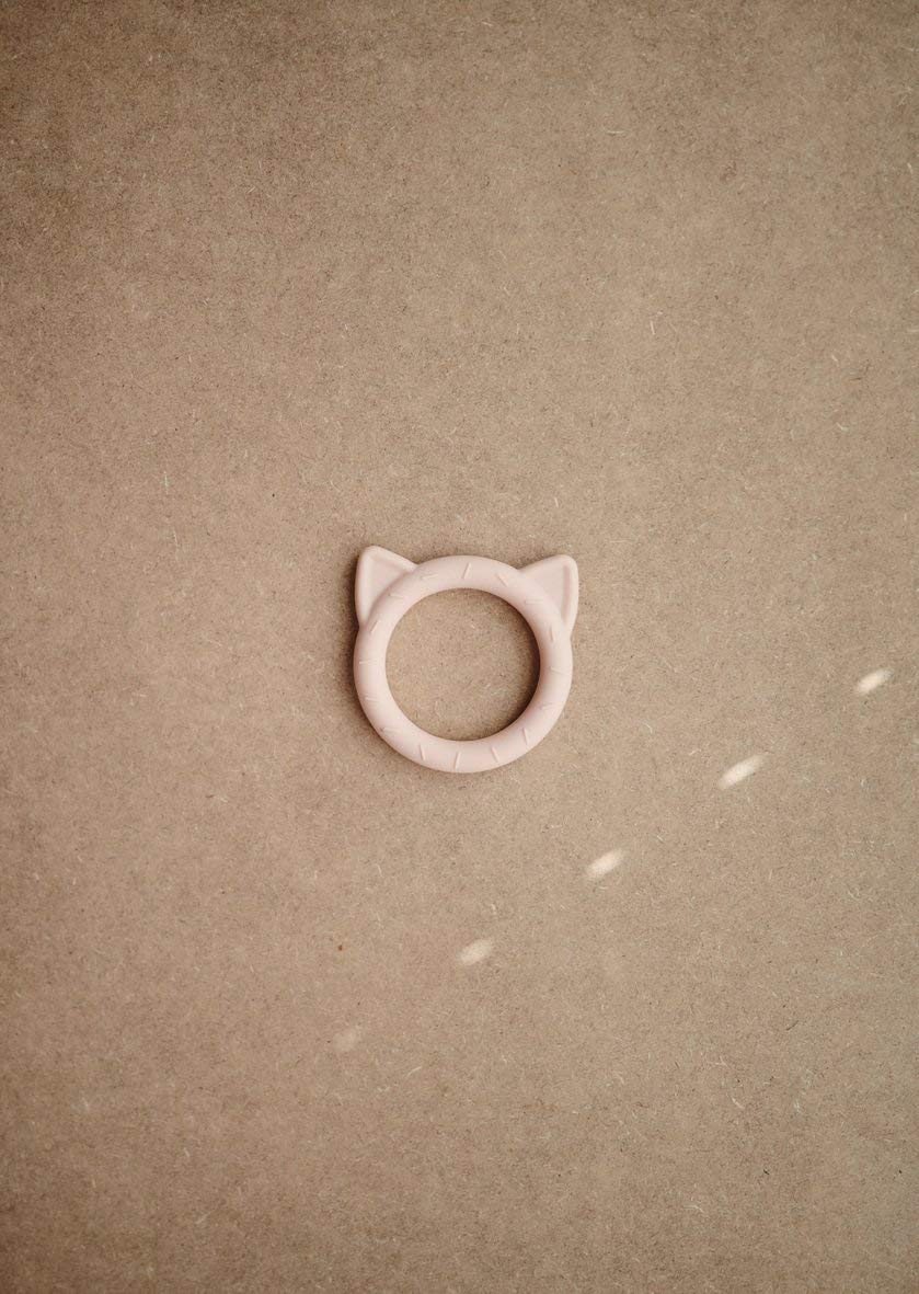 mushie Silicone Baby Teether Toy | Cat (Blush)