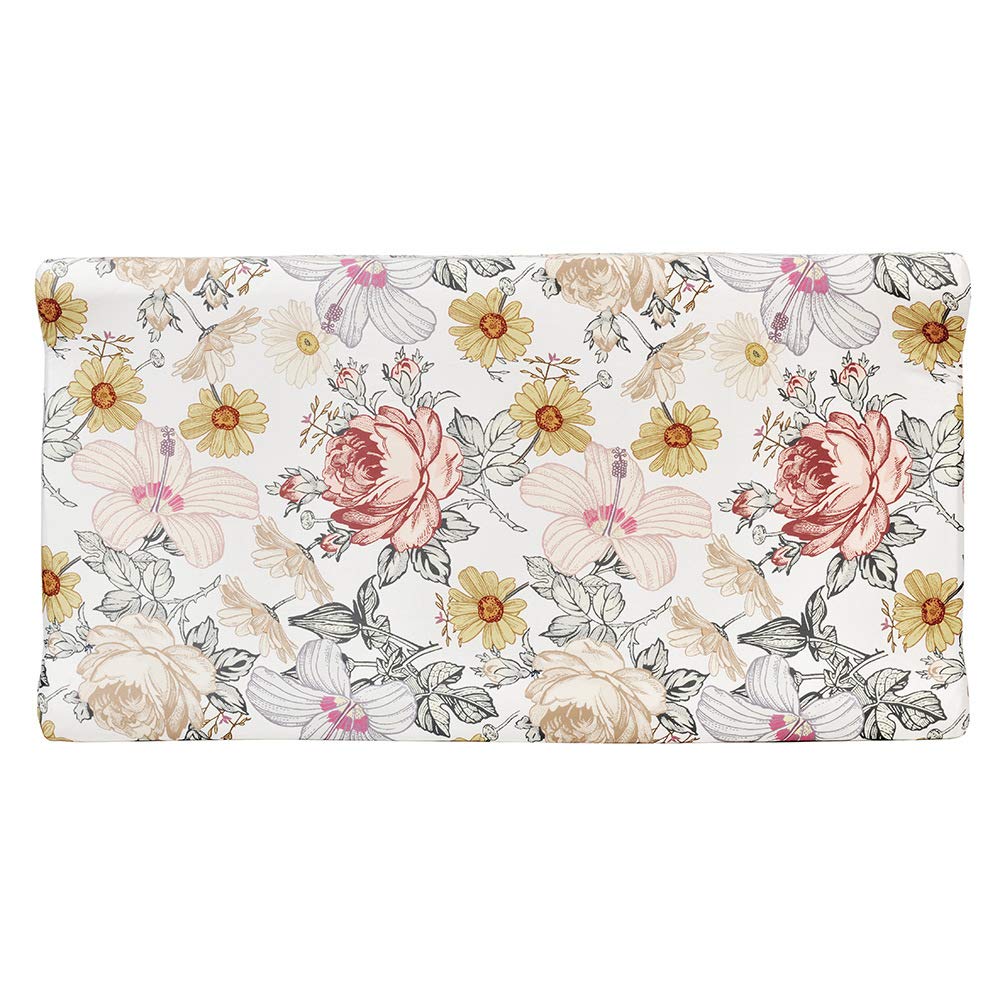 Stretchy Changing Pad Cover – Ultra Soft Diaper Changing Pad Table Sheets for Girls Boys Pure Cotton Safe and Snug Cradle Sheets Machine Washable Fit 32"/34'' x 16"Pad (Flower)