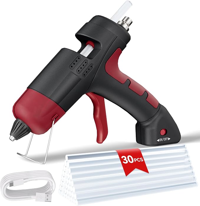 20W Cordless Hot Glue Gun, Fast Preheating Hot Glue Gun and 30pcs Sticks Set