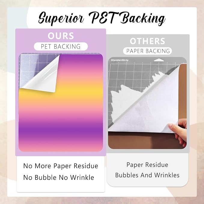 Dark Gradient Permanent Adhesive Vinyl 15 Sheets 12'' x 10'' | Ombre Rainbow