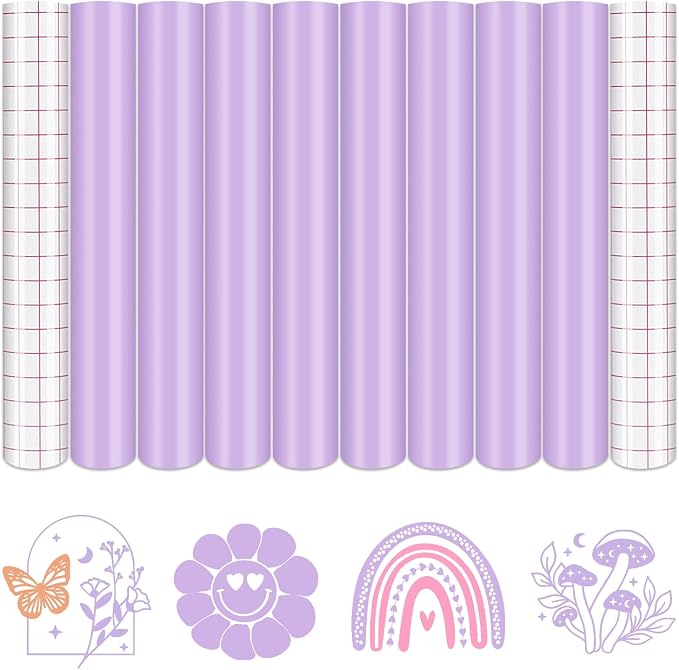 Tintnut Boho Permanent Vinyl 8 Pcs 12x10in Pale Lilac Purple Adhesive Vinyl |