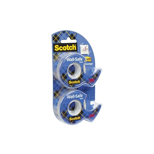 Scotch Wall-Safe Tape, 2 Dispensered Rolls, Sticks Securely, Removes Cleanly