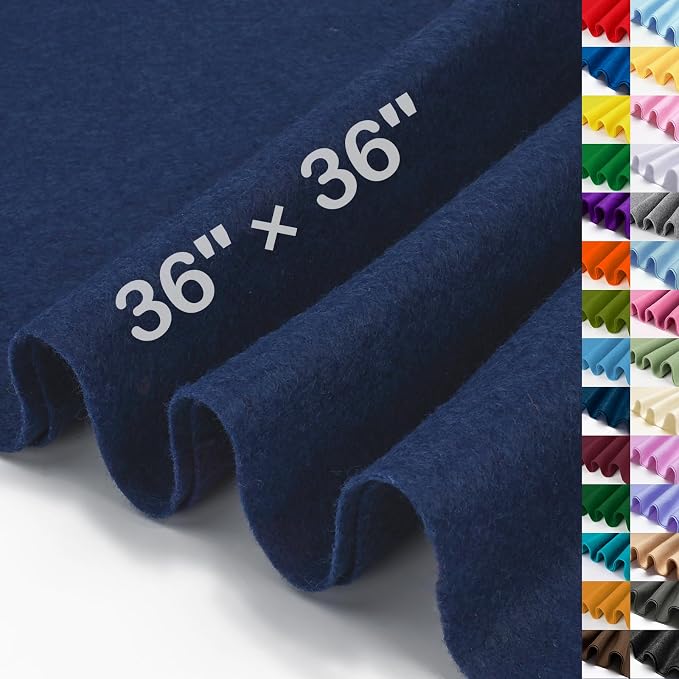 XSEINO Navy Large Felt Fabric 36" X 36 ", 1.4 mm Thick Soft Felt Fabric Sheet