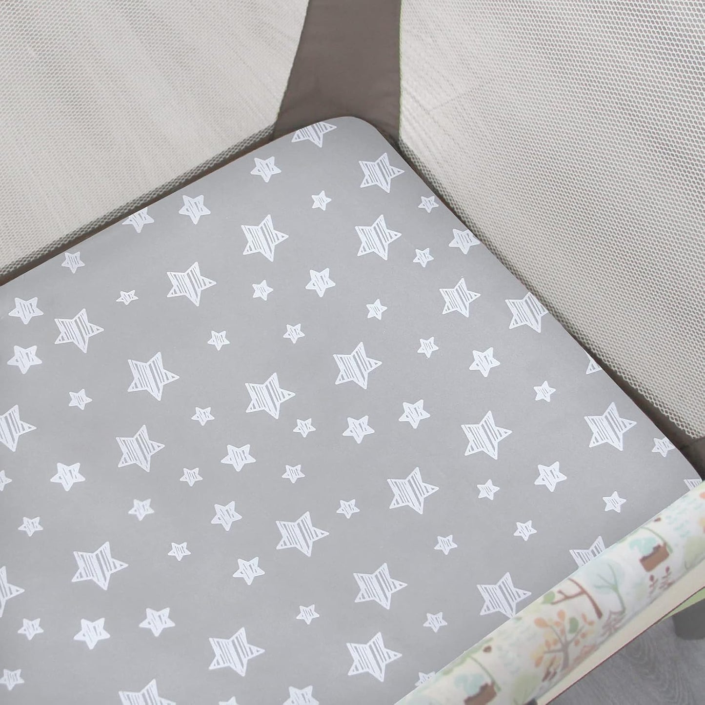 Pack and Play Sheets, 2 Pack Mini Crib Sheets, Stretchy Playard Fitted Sheet, Compatible with Graco Pack n Play, Soft and Breathable Material, Dinosaur and Grey Star