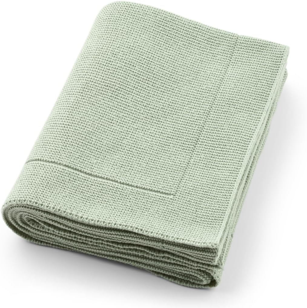 Knitted Organic Cotton Baby Blanket- Swaddle Blanket, 30" x 40" Soft Receiving Blanket for Newborn (Roman Green)