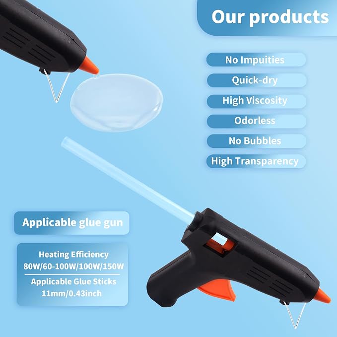 MATUFF Hot Glue Sticks Full Size, 0.43” Dia x 8” Long