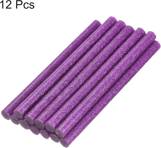 uxcell Mini Hot Glue Sticks for Glue Gun 11mm x 200mm Glitter Purple 12pcs