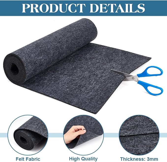BENECREAT 78.7x15.7inch Felt Roll, 3mm Thick Nonwoven Felt Roll