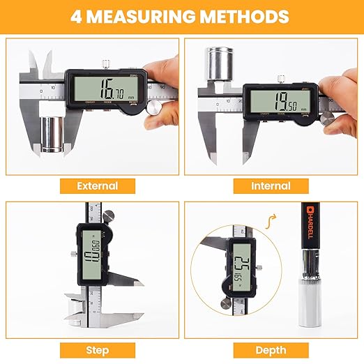 HARDELL Digital Caliper 6 Inch Rechargeable Calipers One-Key Reset | Caliper