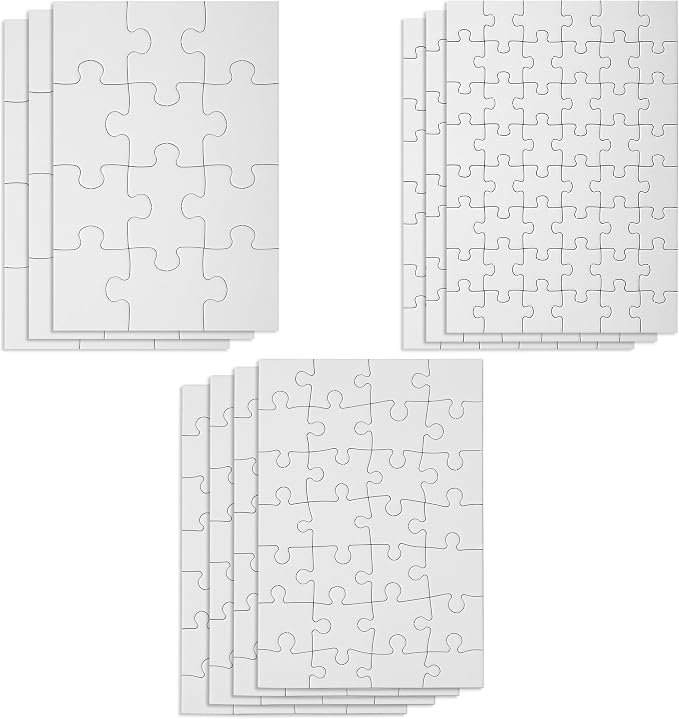 Mr. Pen- Blank Puzzle, 10 Sets, 12/28/48 Pieces/Pack, 8.2" x 5.6" | Modern
