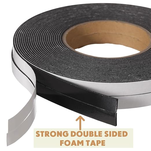 Tatuo 2 Rolls Double Sided Foam Tape PE Foam Tape Sponge Soft Mounting Adhesive