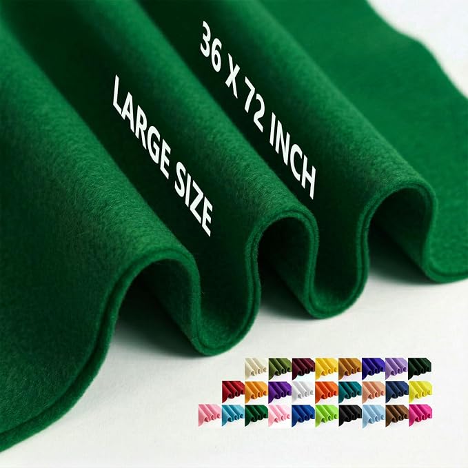 Emerald Green Felt Fabric 36" x 72" 1.6mm Thick Large Craft Sheet | Soft